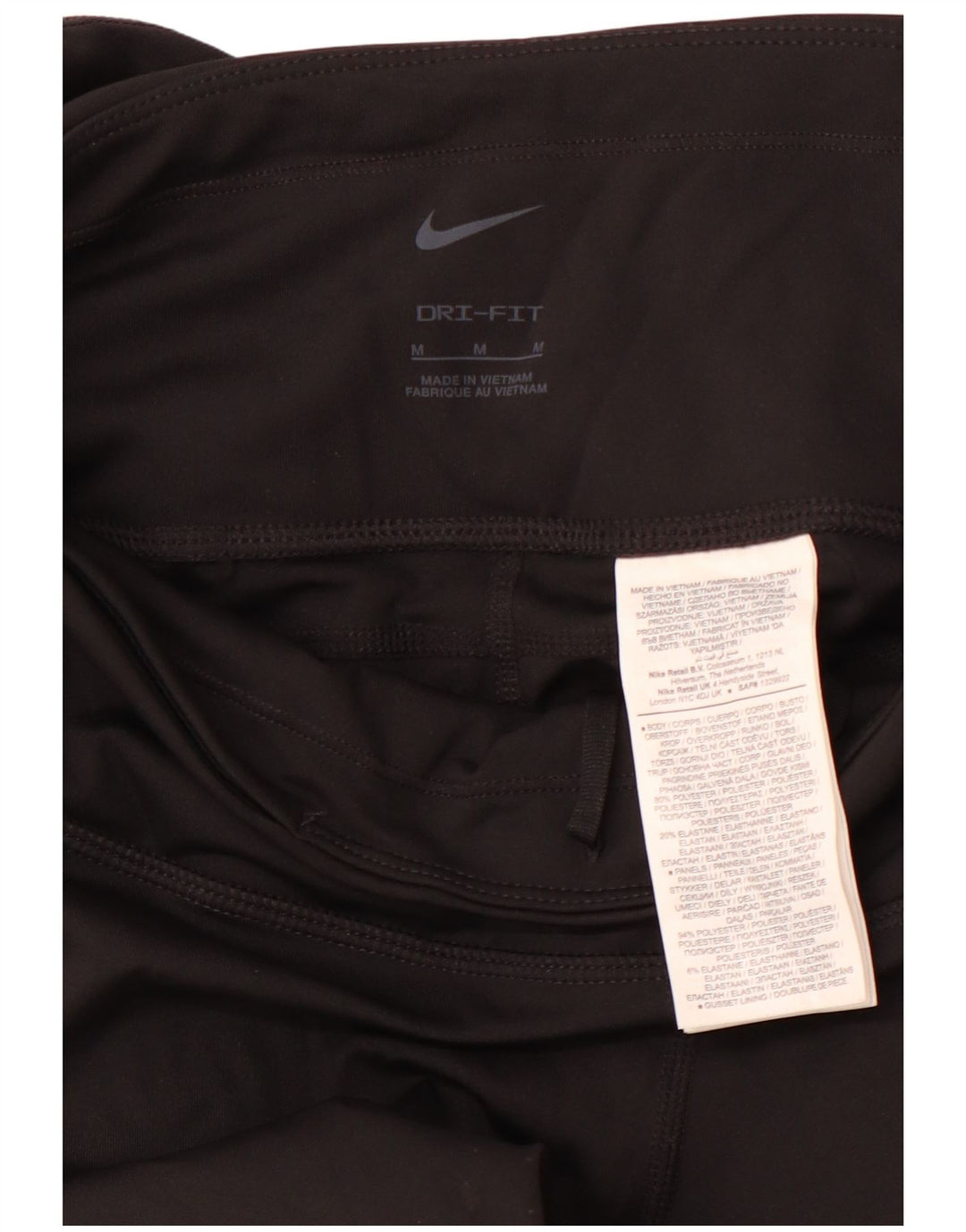 NIKE Womens Dri Fit Crop Leggings UK 12 Medium Black Polyester