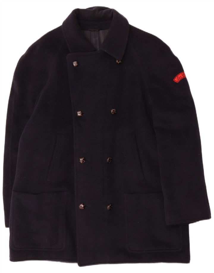 Les Copains Herre Dobbeltradet Frakke IT 48 Medium Navy Blue Cashmere
