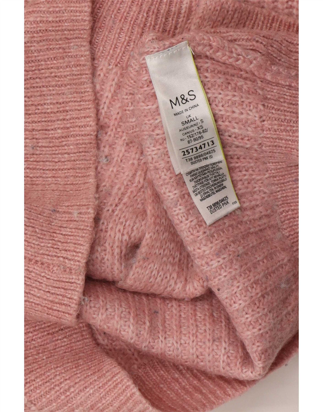 Marks & Spencer Dame Oversized Cardigan Sweater UK 10 Small Pink Acryl