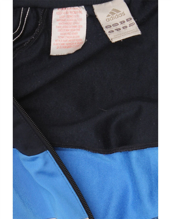 ADIDAS Boys Tracksuit Top Jacket 13-14 Years Navy Blue Colourblock