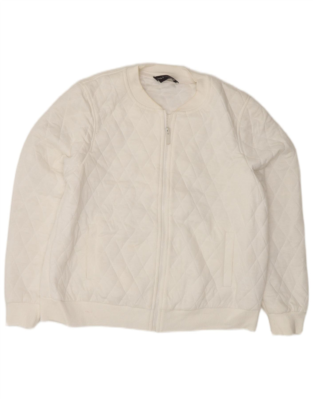 Marks & Spencer Quiltet jakke til kvinder UK 14 Stor hvid polyester