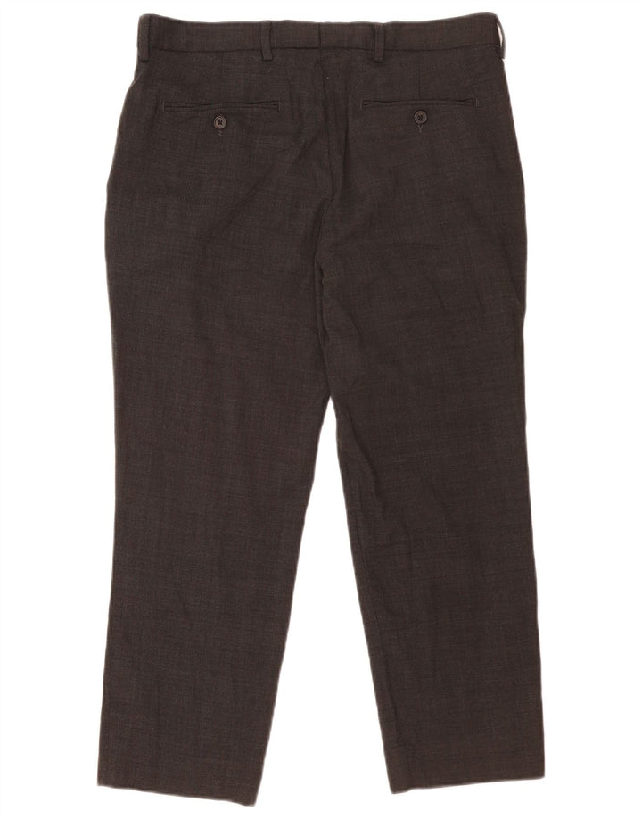Marks & Spencer Herre Crop Straight Suit Bukser W34 L25 Grå Uld
