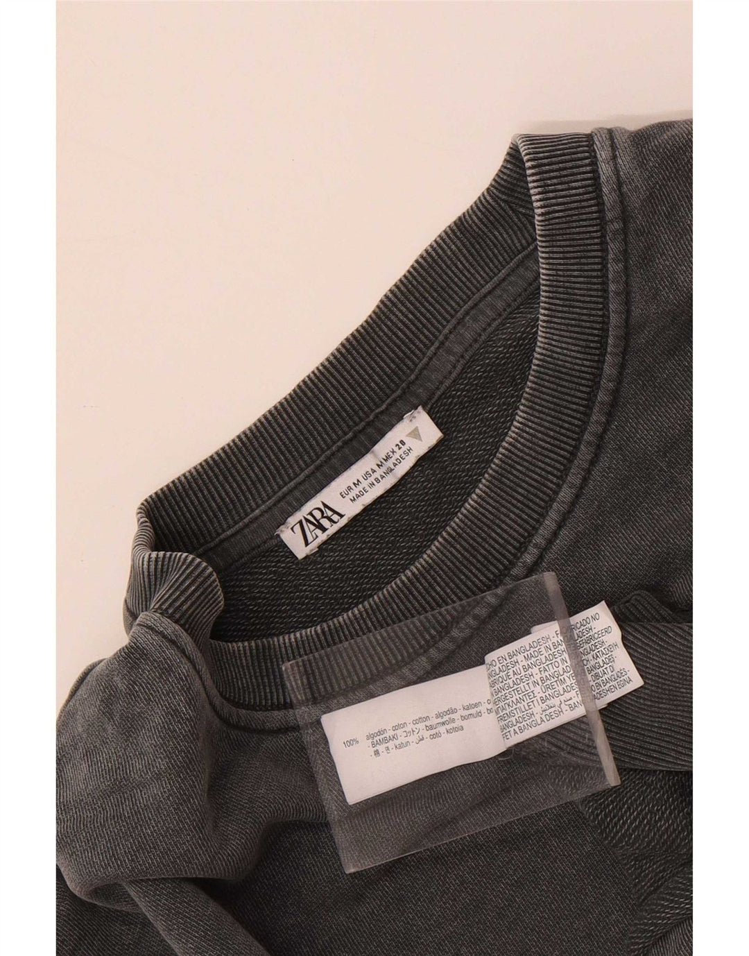 Zara Womens Crop T-Shirt Top UK 14 Medium Grey Bomuld