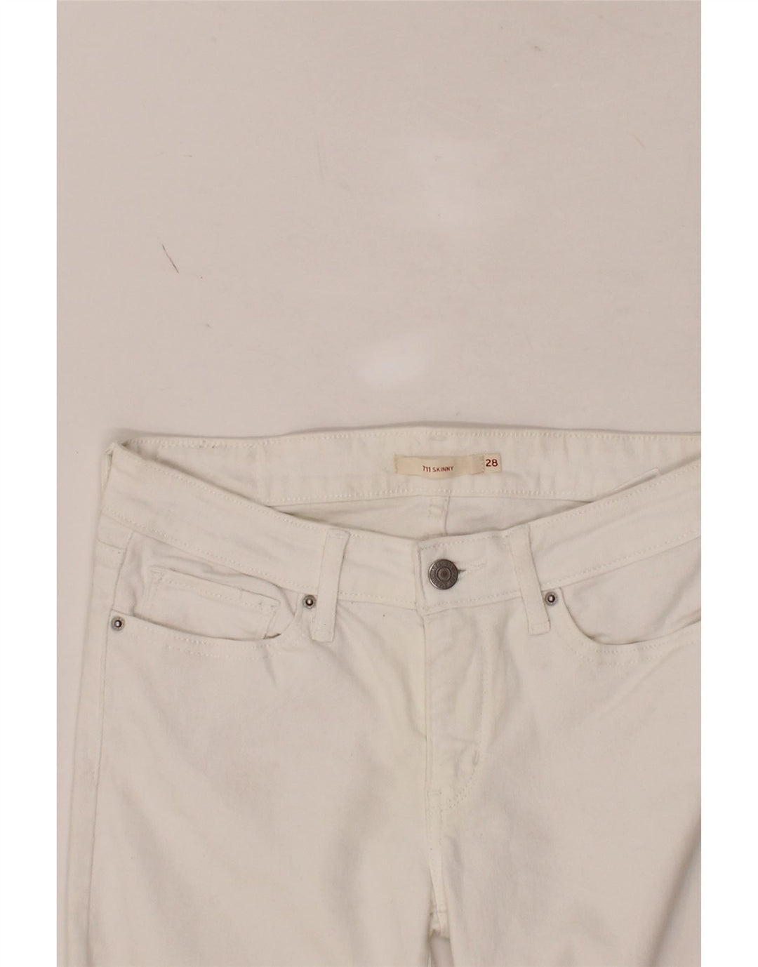 LEVI'S Womens 711 Skinny Jeans W28 L30  White Cotton Vintage Levi's and Second-Hand Levi's from Messina Hembry 
