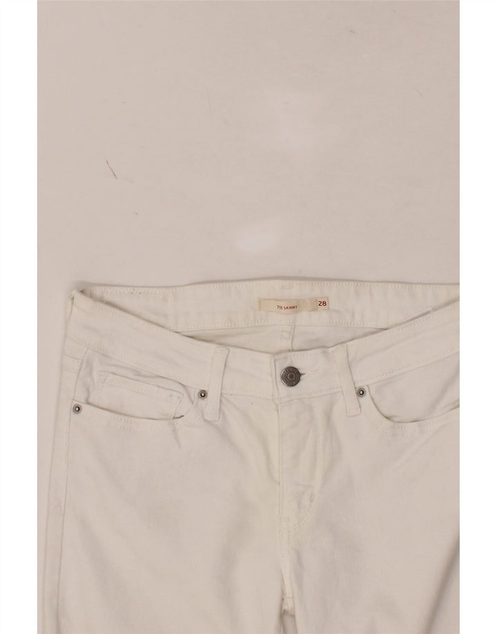 LEVI'S Womens 711 Skinny Jeans W28 L30  White Cotton Vintage Levi's and Second-Hand Levi's from Messina Hembry 