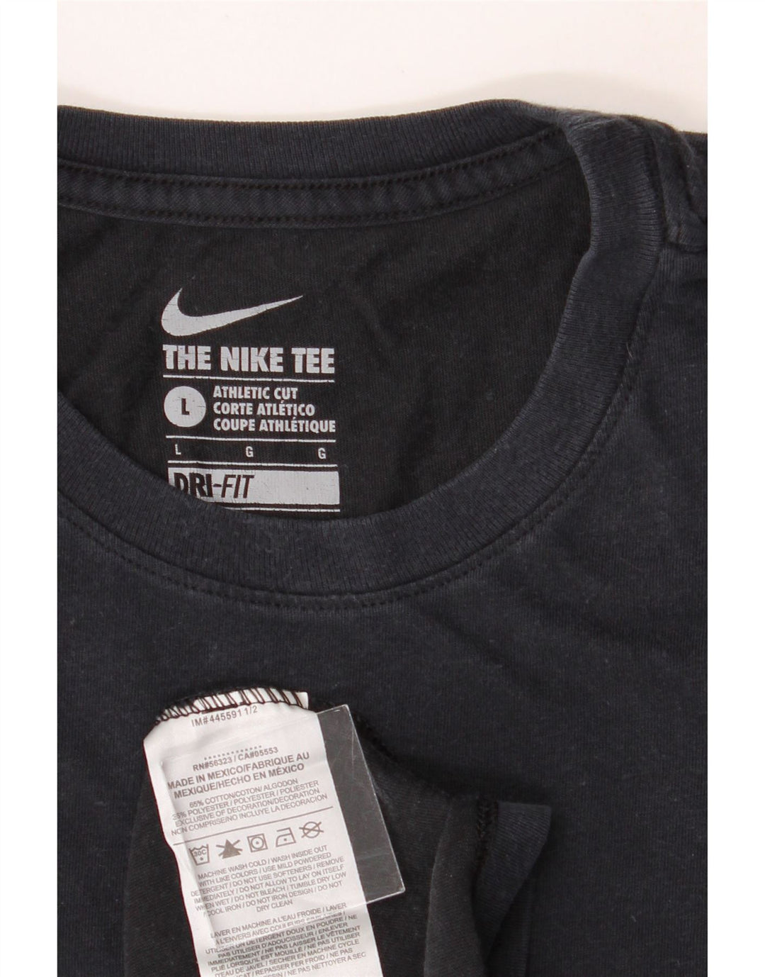 NIKE Mens Athletic Cut T-Shirt Top Large Navy Blue Cotton Vintage Nike and Second-Hand Nike from Messina Hembry 