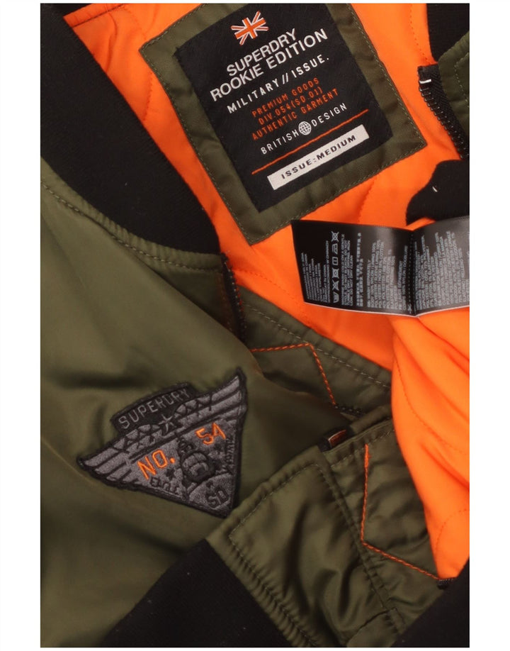 Superdry Herre Military Bomber Jacket UK 38 Medium Khaki Nylon