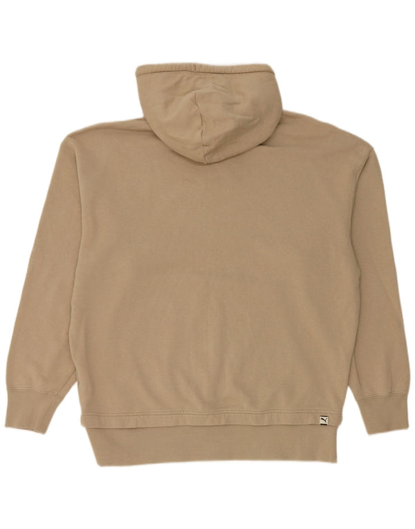 Puma Dame Grafisk Oversized Hoodie Jumper UK 16 Stor Beige Bomuld