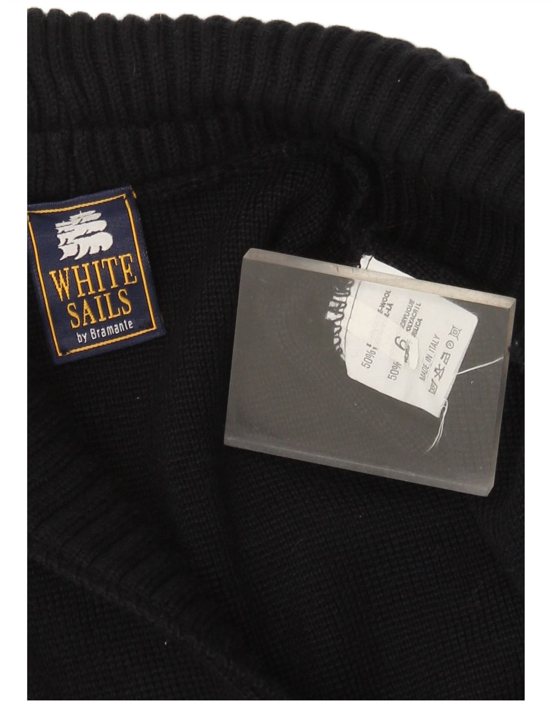 White Sails Herre Oversized Cardigan Sweater US 6 Medium Navy Blue Wool