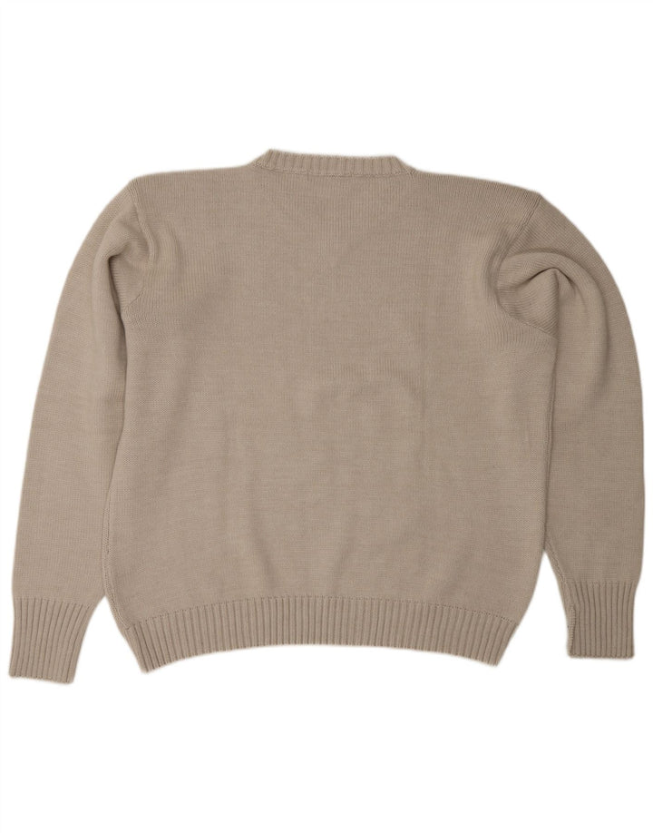 Vintage herre V-hals sweater XL Grå Merinould
