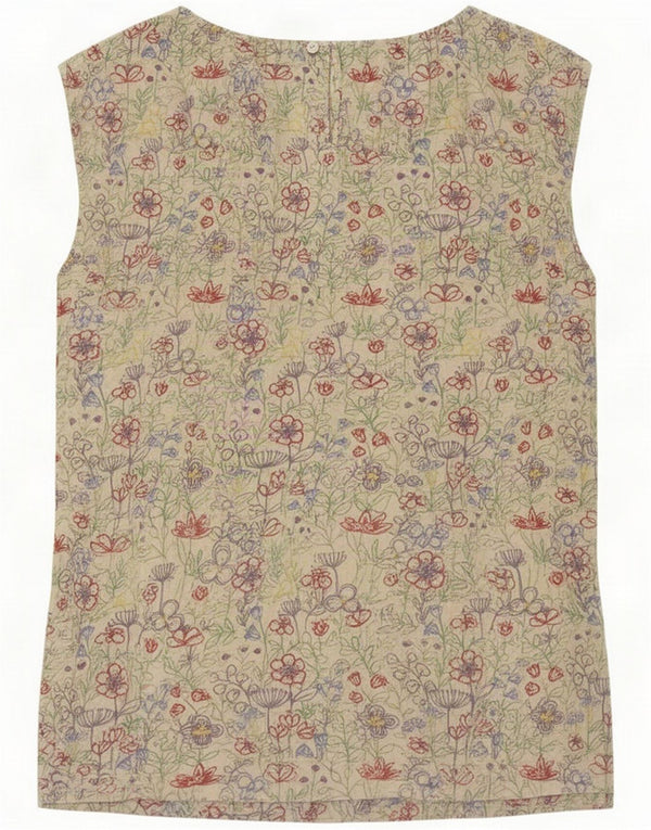 Heyton Womens Blouse Top UK 10 Small Multicoloured Floral Linen