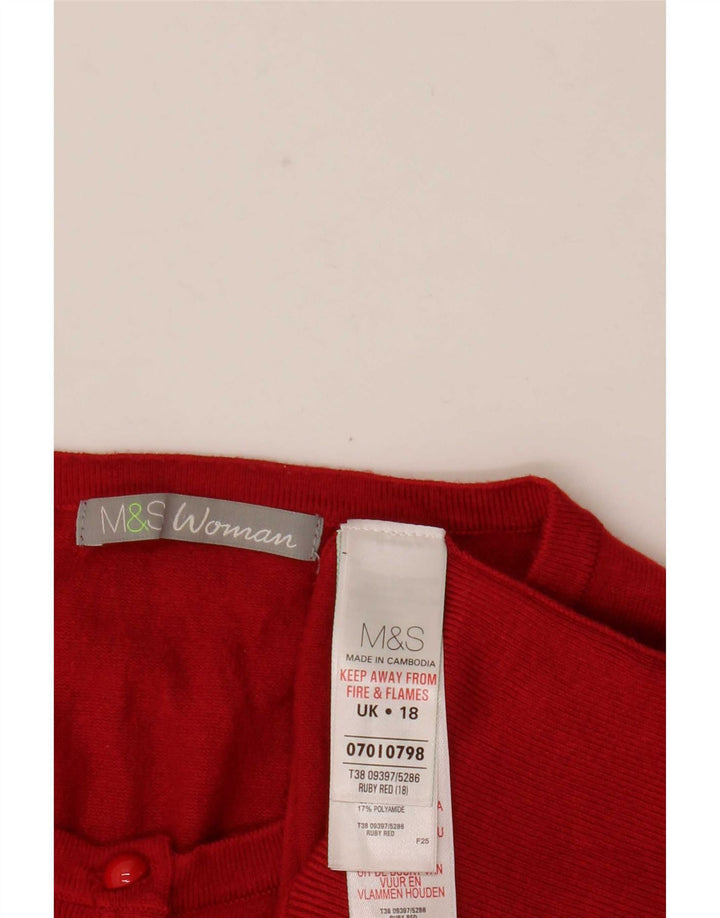 Marks & Spencer dame cardigan sweater UK 18 XL Rød viskose