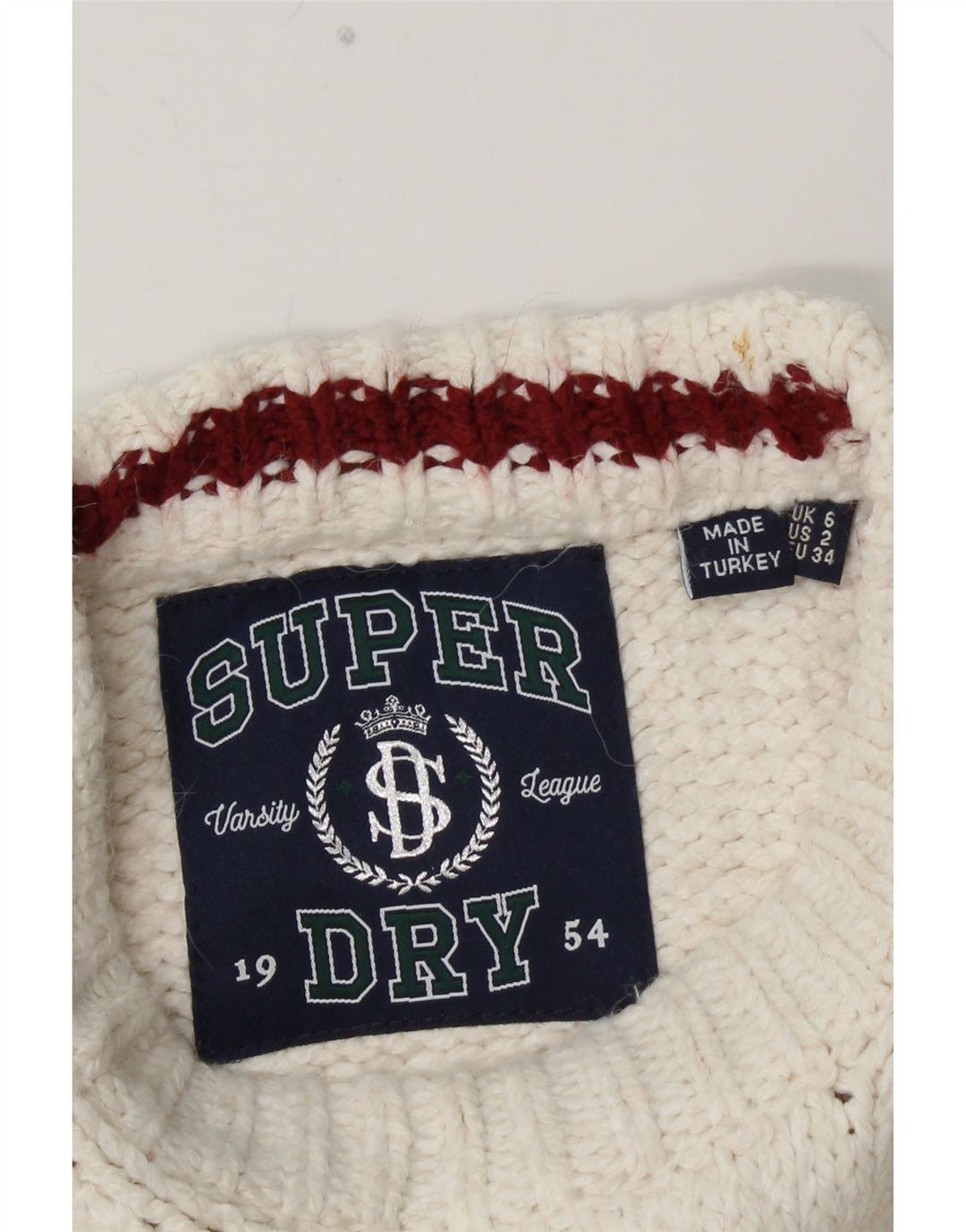 SUPERDRY Dame sweater med rund hals DK 6 XS Hvid Colourblock