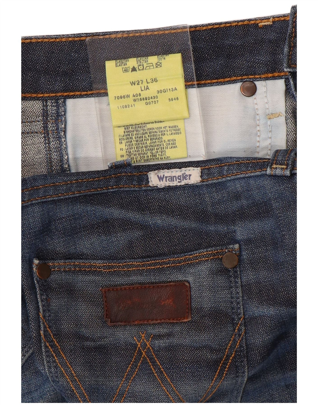 WRANGLER Dame Lia Straight Jeans W27 L36 Blå Bomuld