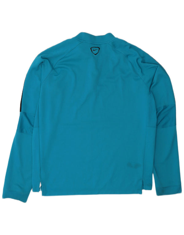 Nike Herre Dri Fit Pullover med lynlås-hals Træningsdragt Top XL Blå Colourblock