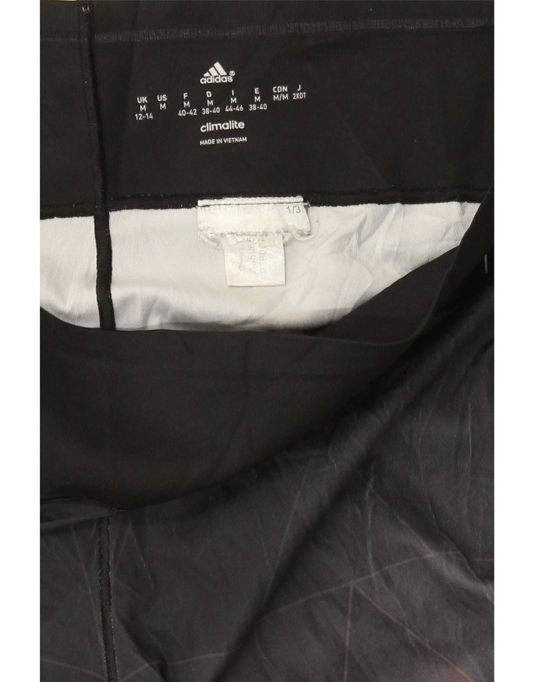 Adidas Dame Climalite Grafiske Leggings UK 12/14 Medium Sort Geometrisk
