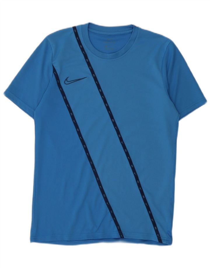 Nike Herre Dri Fit grafisk T-shirt top mellemblå polyester