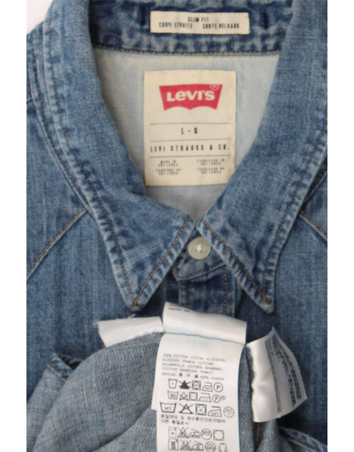 Levi's Slim Fit denimskjorte til mænd, stor blå bomuld