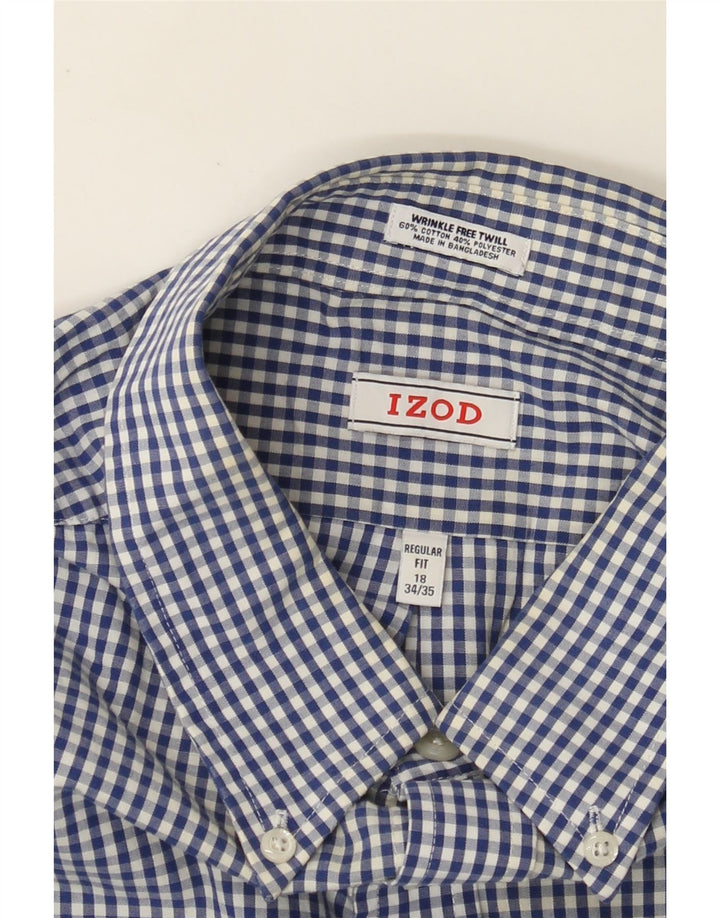 IZOD Herre Regular Fit skjorte størrelse 18 2XL Blue Gingham Cotton