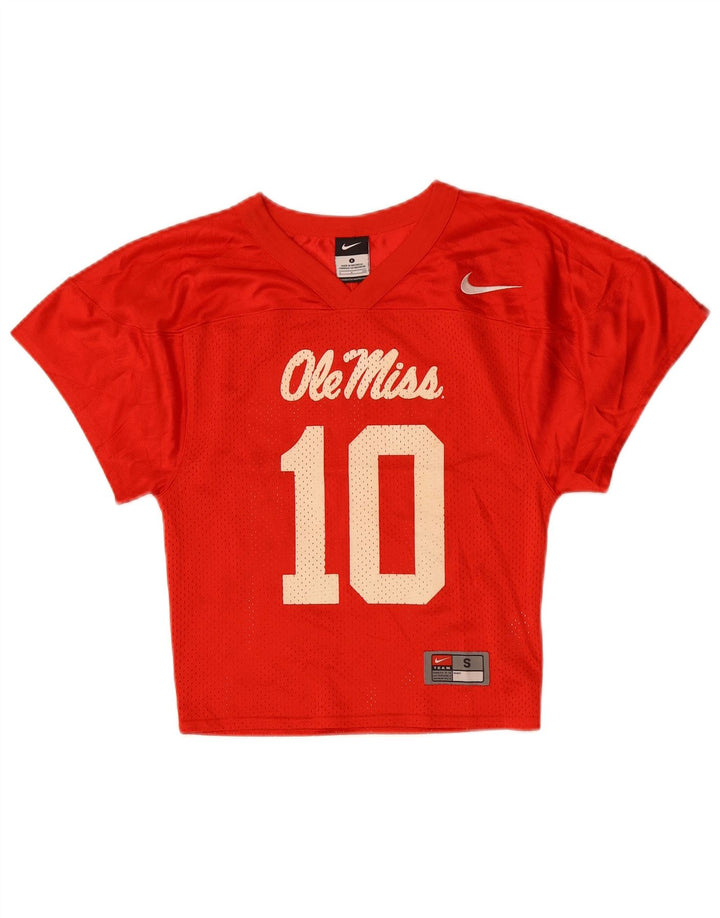 NIKE Dame Crop Grafisk T-Shirt Top UK 8 Lille rød polyester