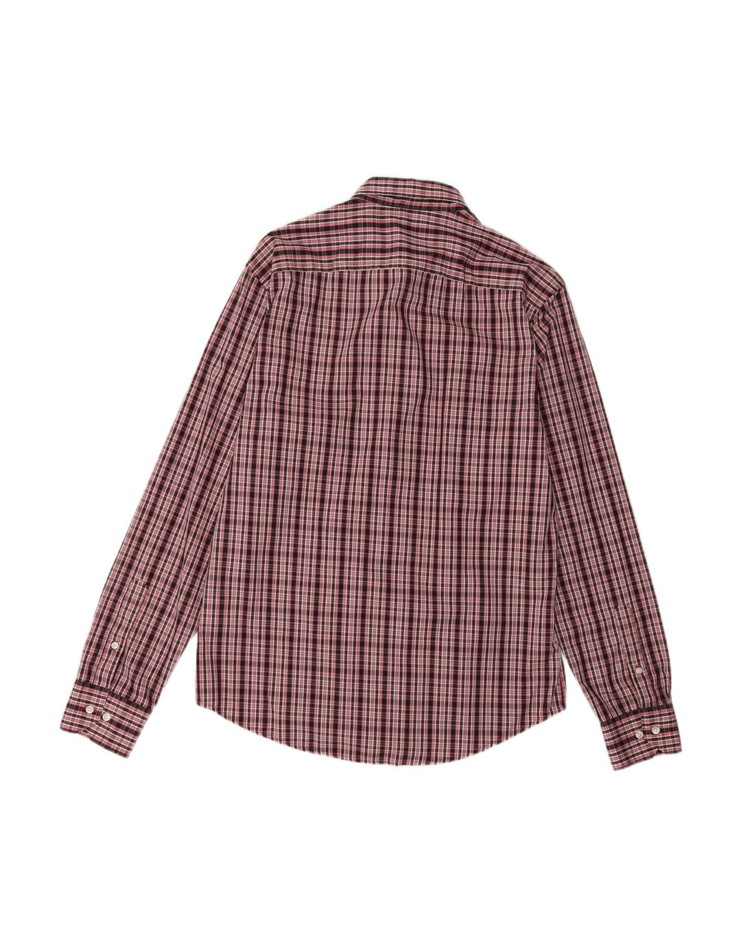 ADIDAS Mens Shirt Size 39 Medium Burgundy Check Cotton