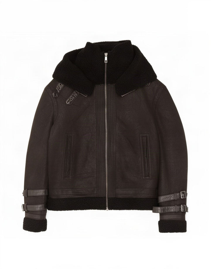 Zara Herre Sherpa Jacket UK 42 XL Sort Polyester