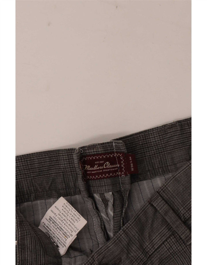Marlboro Classics Herre Pegged Chino Bukser W36 L34 Grå ternet bomuld