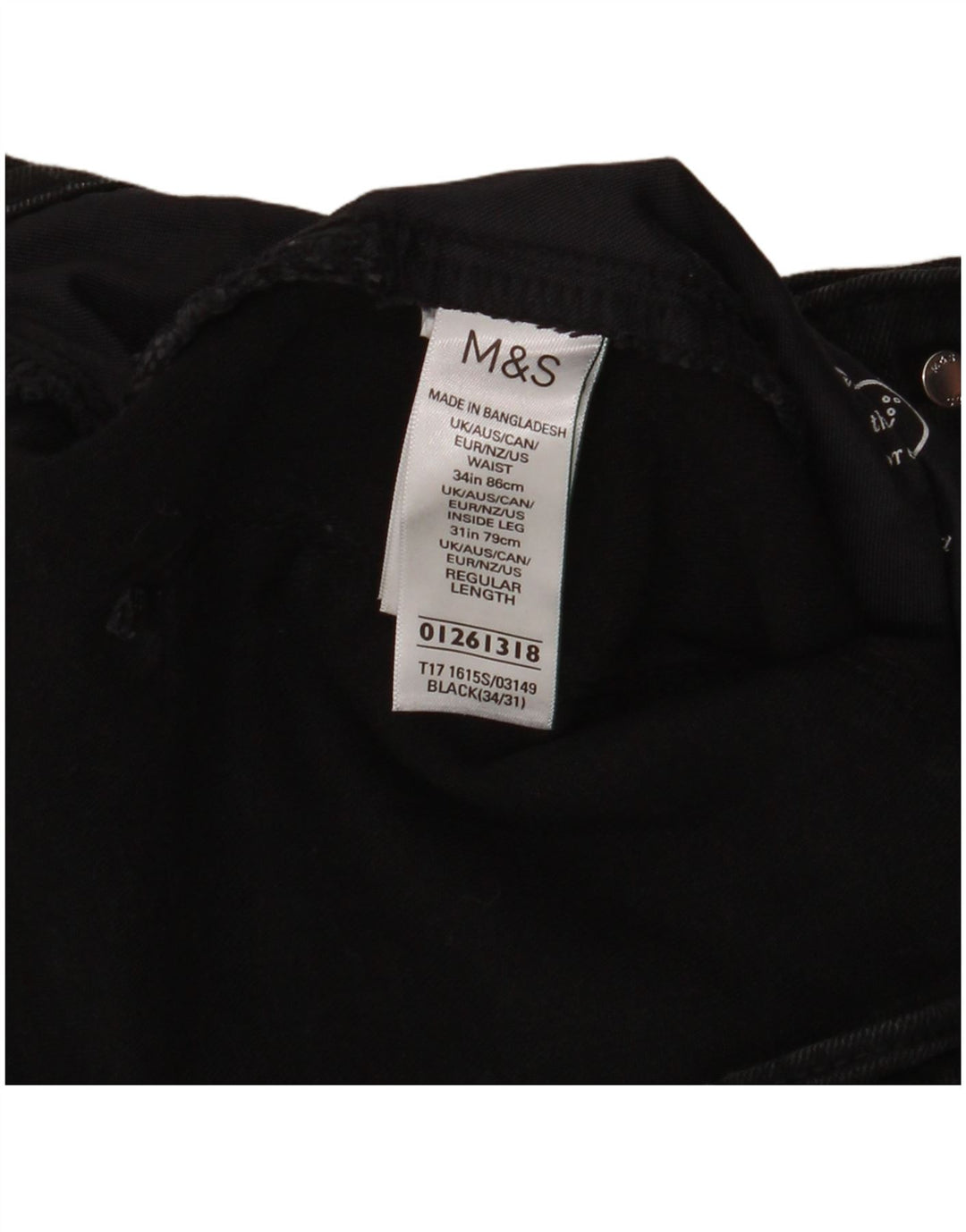 Marks & Spencer Herre Slim Jeans W34 L31 Sort Bomuld