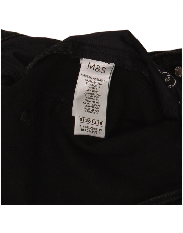 Marks & Spencer Herre Slim Jeans W34 L31 Sort Bomuld