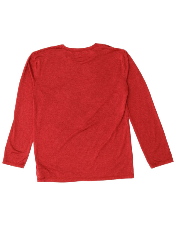 ADIDAS Boys Graphic Top Long Sleeve 14-15 Years Large Red Polyester