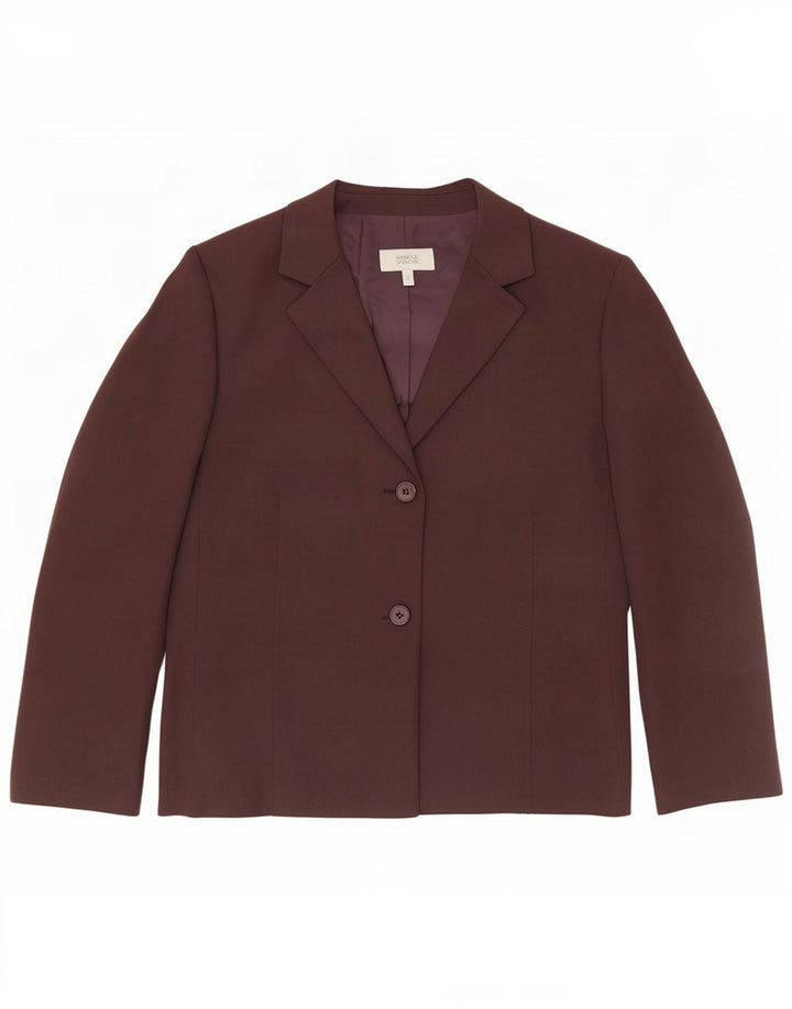 Marks & Spencer Dame 2-knaps blazerjakke UK 16 Stor brun polyester