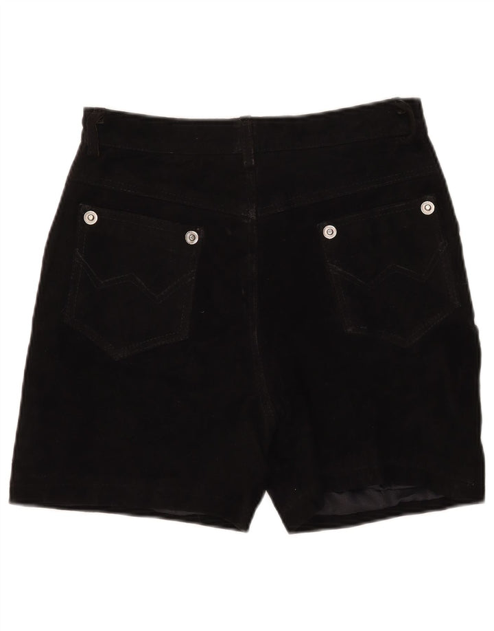 Vintage kvinders ruskind Casual Shorts W30 Medium sort læder
