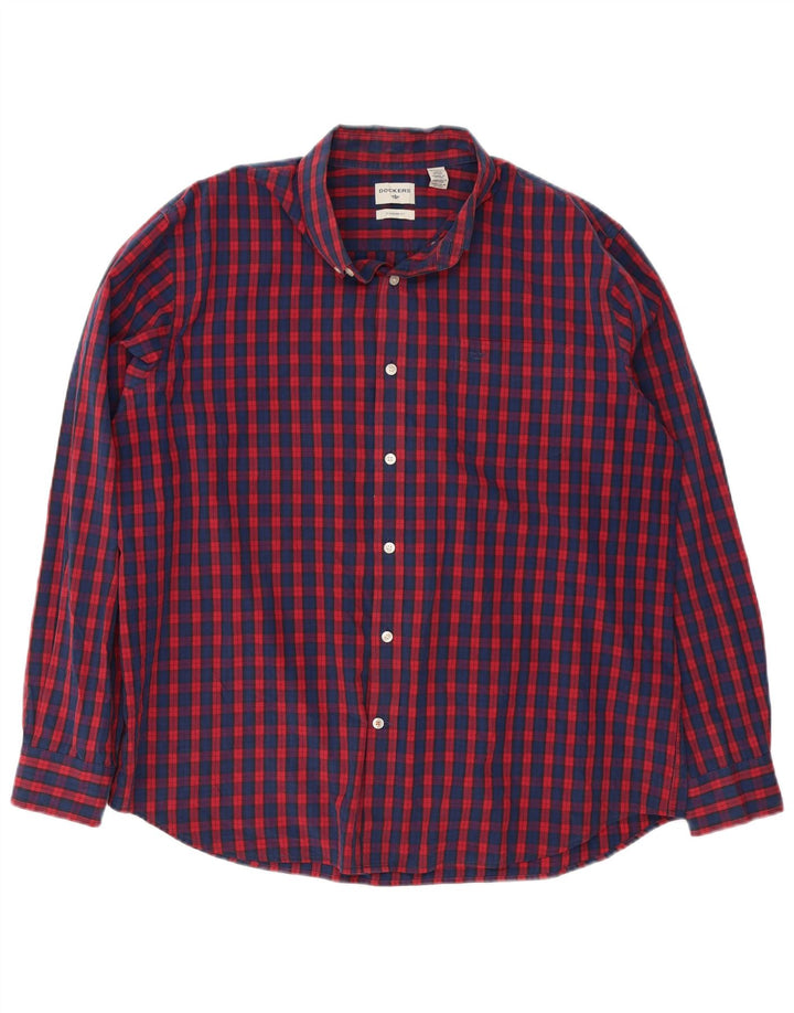 Dockers Herre Standard Fit skjorte XL rød ternet bomuld