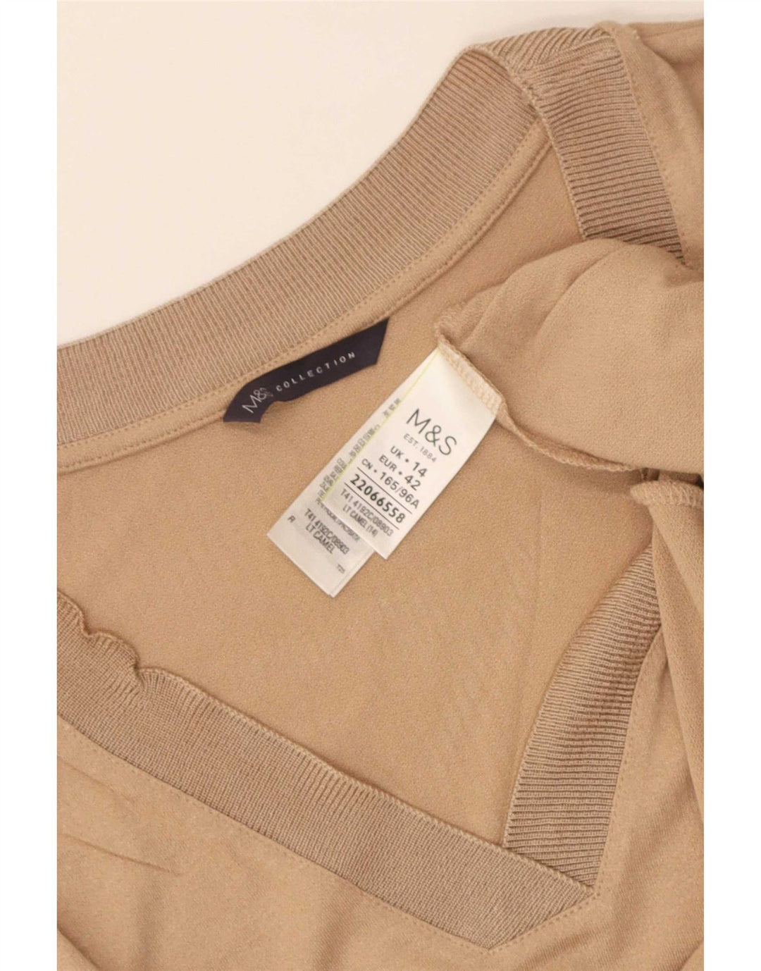 Marks & Spencer T-shirt top til kvinder UK 14 Stor Beige Viscose