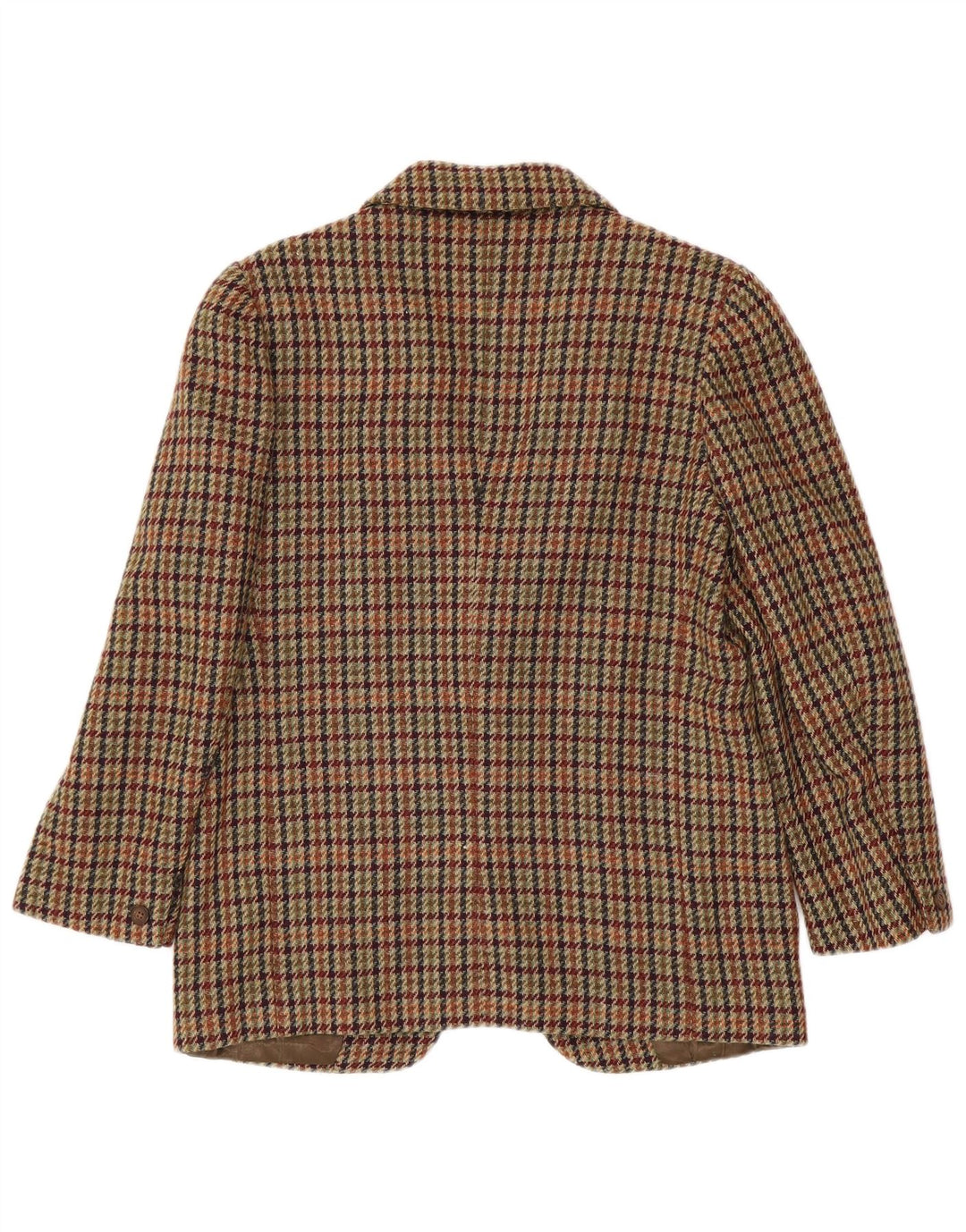 Vintage dame 1-knaps blazerjakke IT 42 Medium Brown Houndstooth Uld