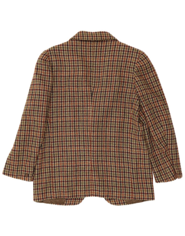 Vintage dame 1-knaps blazerjakke IT 42 Medium Brown Houndstooth Uld
