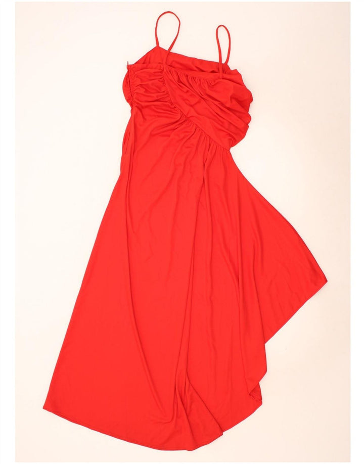 VINTAGE Womens Sleeveless Maxi Dress IT 42 Medium Red Polyester Vintage Vintage and Second-Hand Vintage from Messina Hembry 