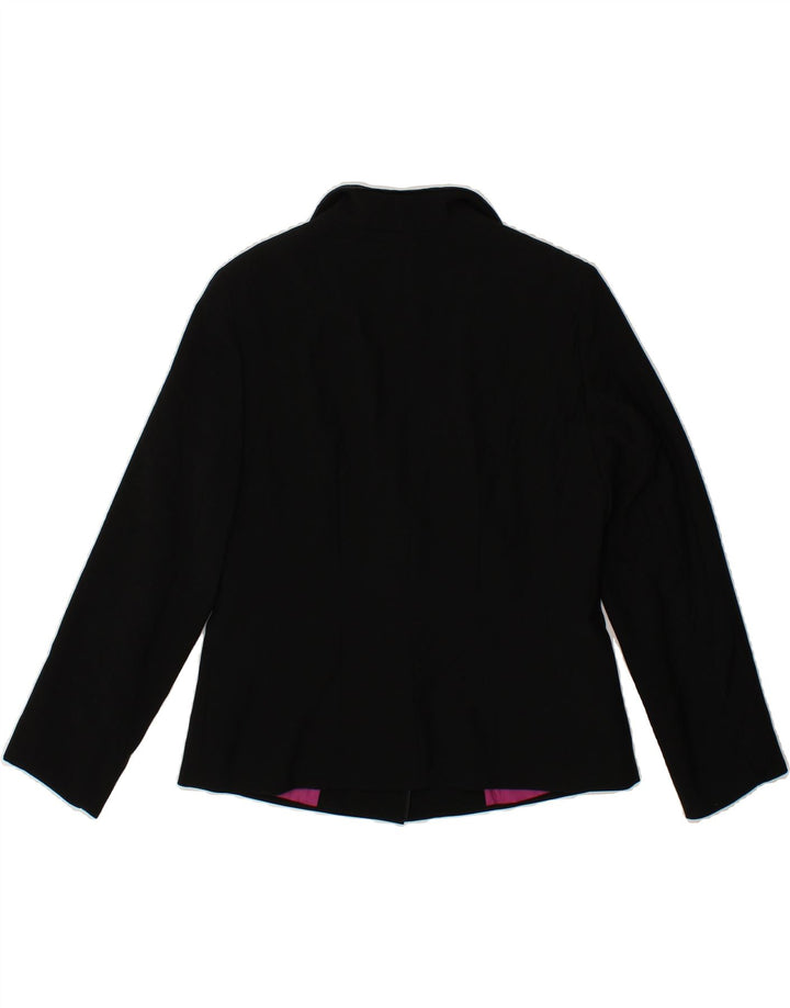 BIBA Womens 2 Button Blazer Jacket UK 14 Large Black Polyester Vintage Biba and Second-Hand Biba from Messina Hembry 
