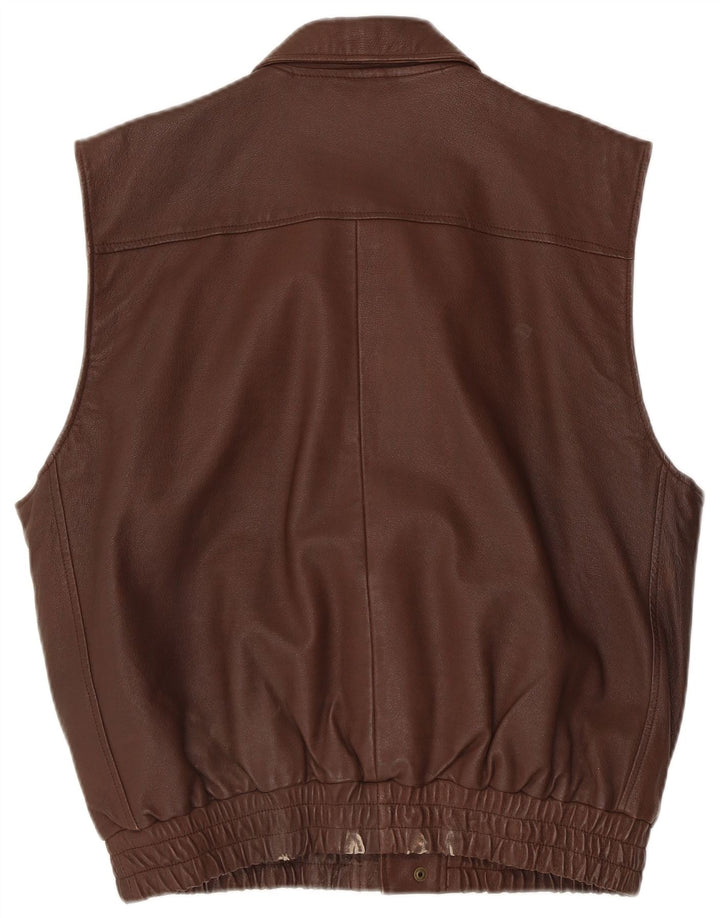 John F Gee Herre Læder Gilet UK 38 Medium Brown