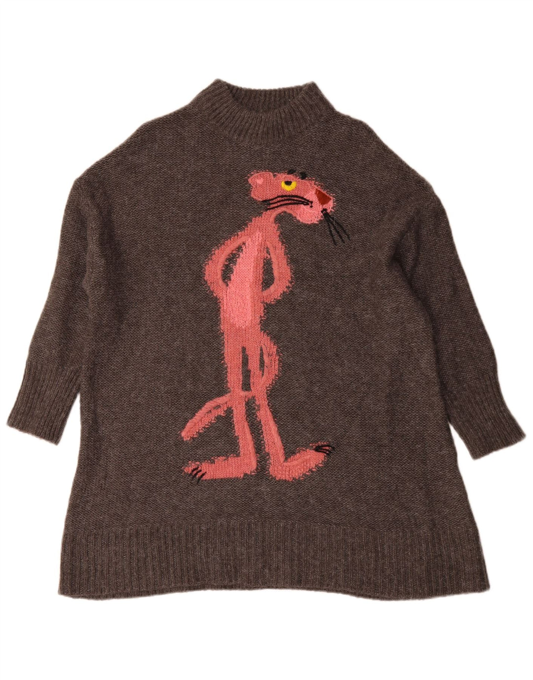 Zara Dame Grafisk Oversized Turtle Neck Jumper Sweater UK 6 XS Grå