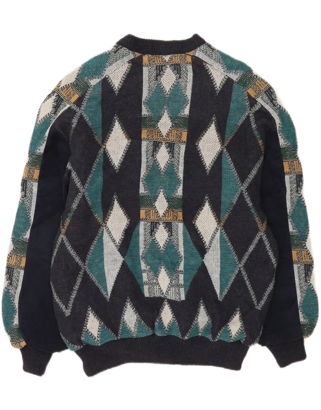 Luciano Chiari Herre Bomber Jacket UK 40 Large Navy Blue Argyle/Diamond