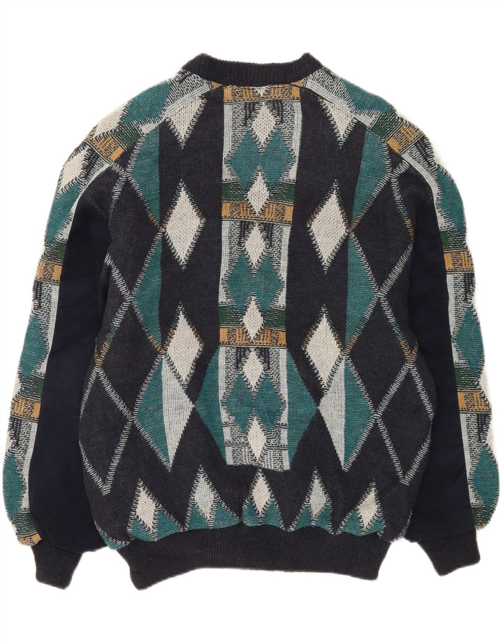 Luciano Chiari Herre Bomber Jacket UK 40 Large Navy Blue Argyle/Diamond