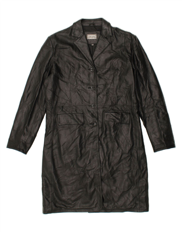 VINTAGE Womens Leather Coat IT 46 Large Black Leather Vintage Vintage and Second-Hand Vintage from Messina Hembry 