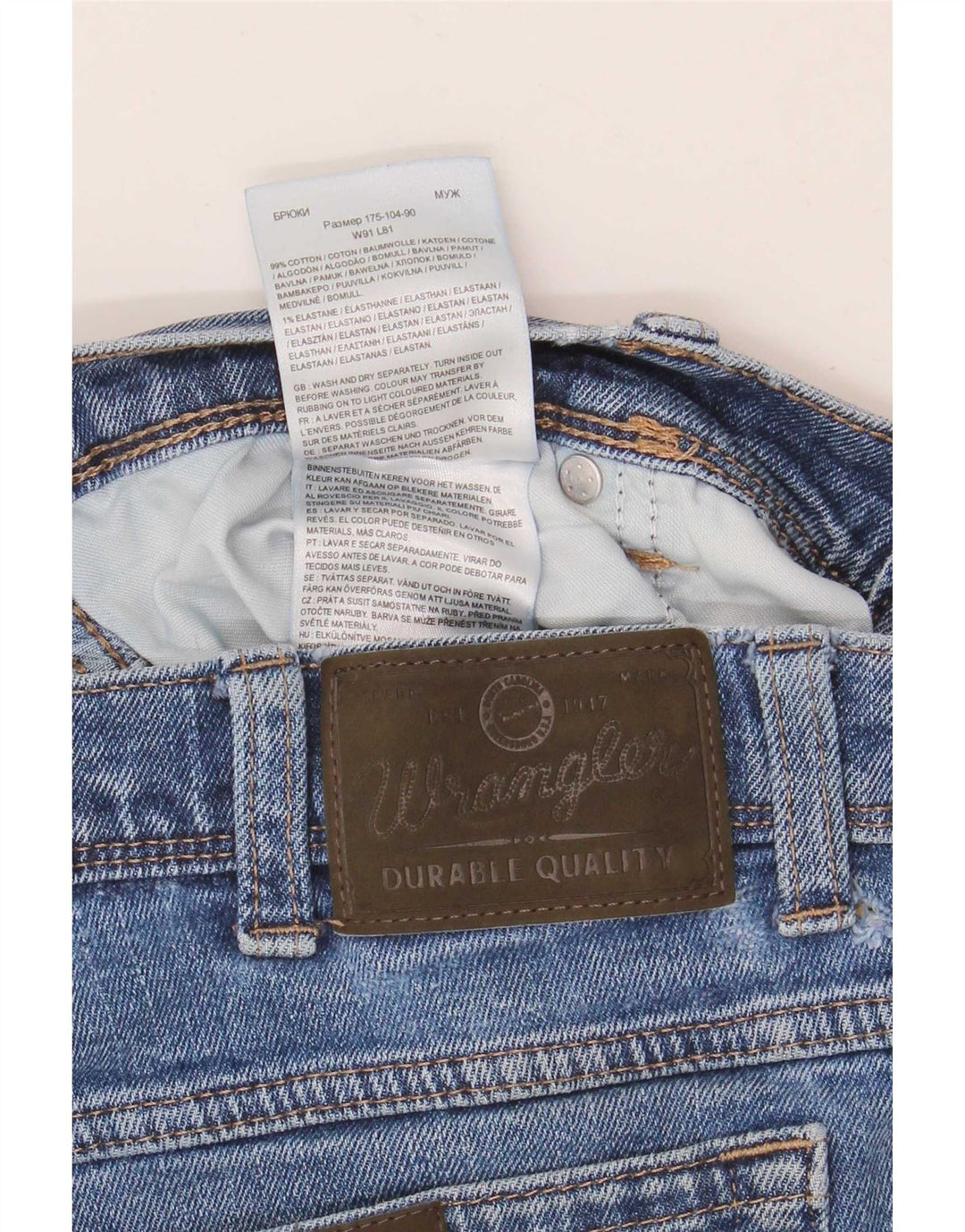 Wrangler Herre Regular Straight Jeans W36 L32 Blå Bomuld