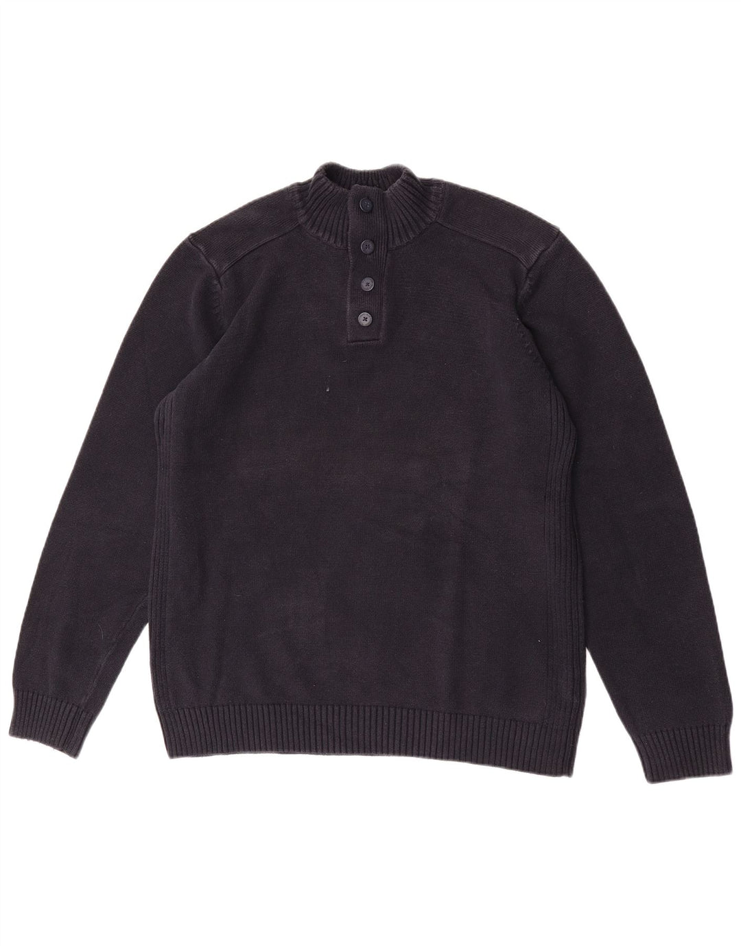 Marks & Spencer Herre Button Neck Jumper Sweater Large Navy Blue