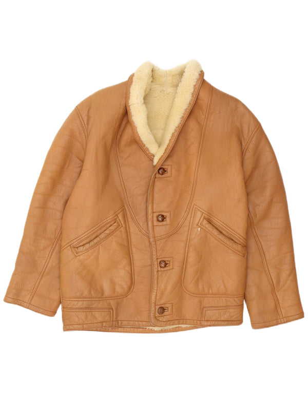 Vintage Herre Shearling Jacket UK 40 Large Brown
