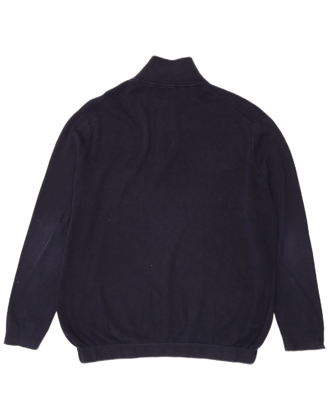 Zara Herre Zip Neck Jumper Sweater Stor Marineblå Bomuld