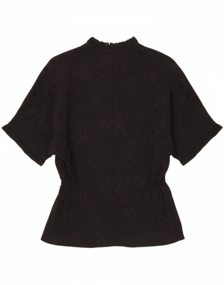 VINTAGE Womens Blouse Top UK 10 Small Black Paisley Vintage Vintage and Second-Hand Vintage from Messina Hembry 