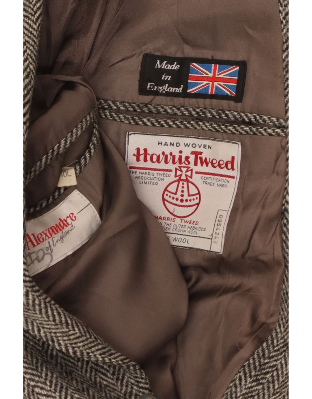 HARRIS TWEED Herre 2-knaps blazerjakke UK 40 Stor grå sildebensuld