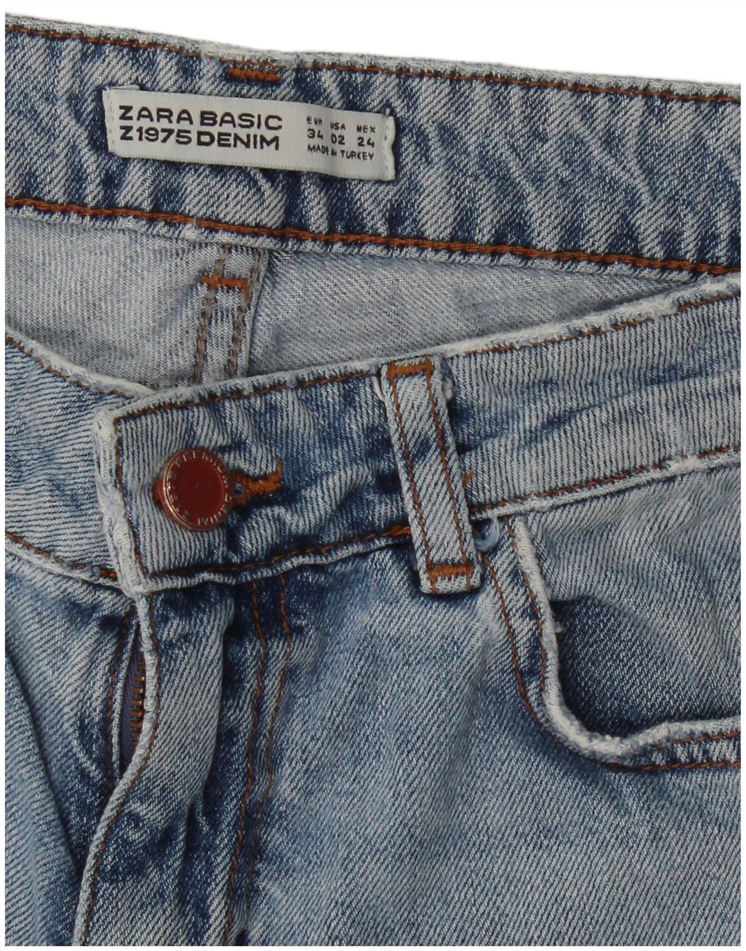 ZARA koniske jeans til kvinder EU 34 2XS W24 L26 Blå blomster